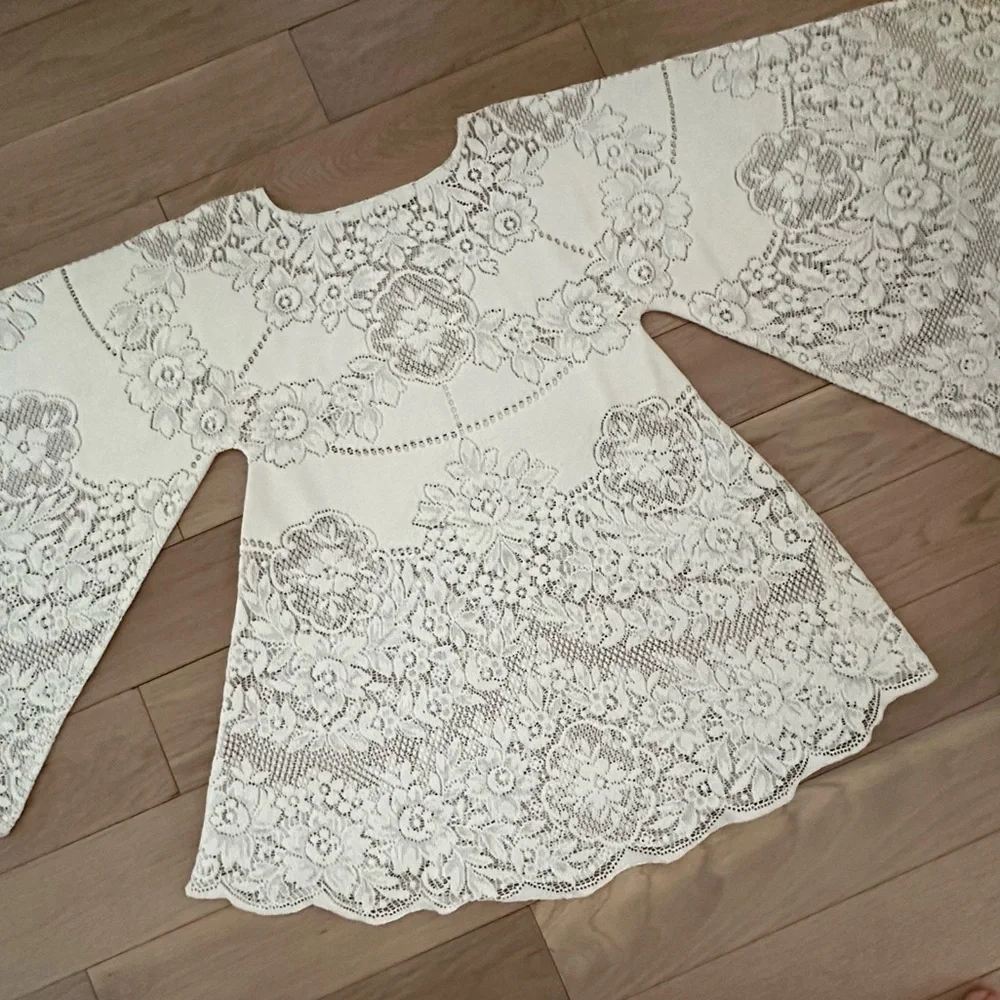 Vintage 60’s 70’s crochet lace boho bell sleeve dress - Picture 9 of 16